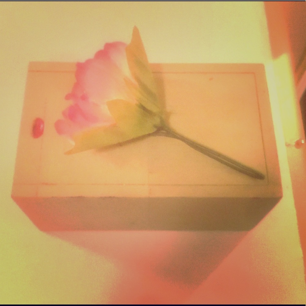 Pink Peony Shabby Chic Green Trinket Box